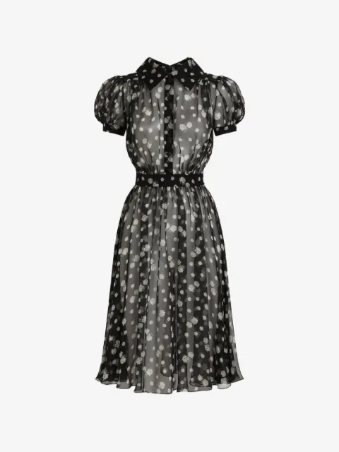 Dolce & Gabbana vestido de gasa con estampado de lunares y rosas