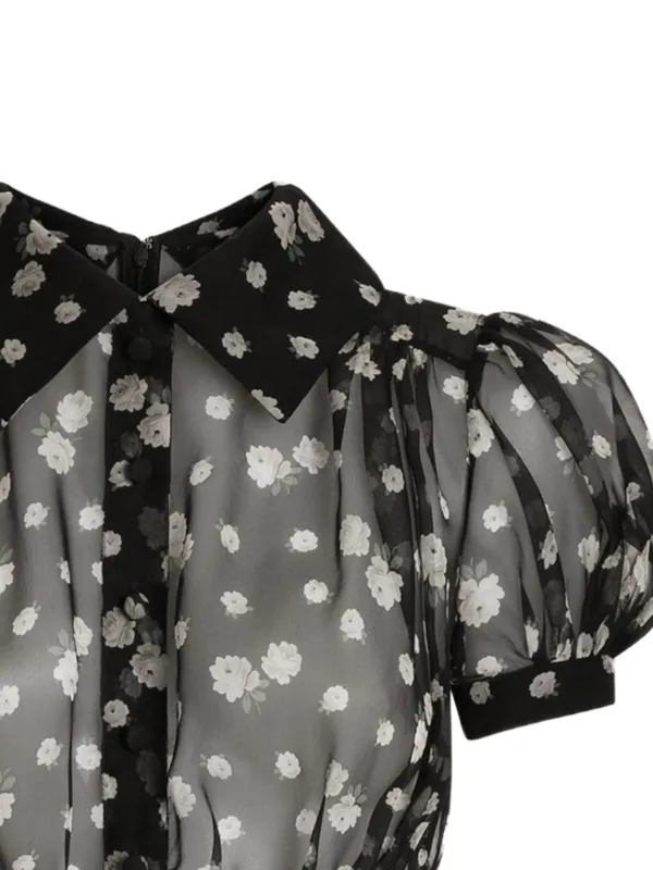 Dolce & Gabbana Small Rose And Polka dot-print Chiffon Dress | Black |  FARFETCH KW
