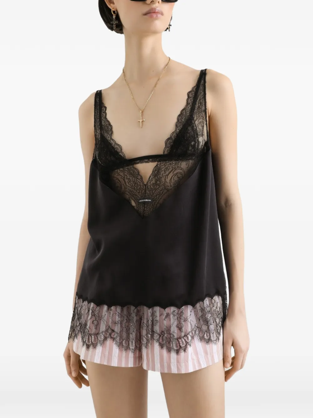Dolce & Gabbana Zijden satijnen top Zwart