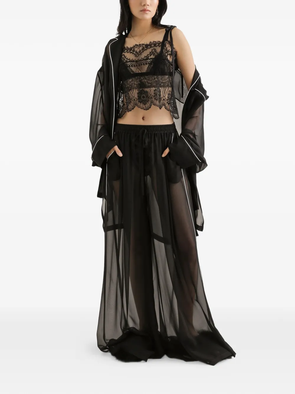  Dolce & Gabbana Lace Tie-strap Top - Black 