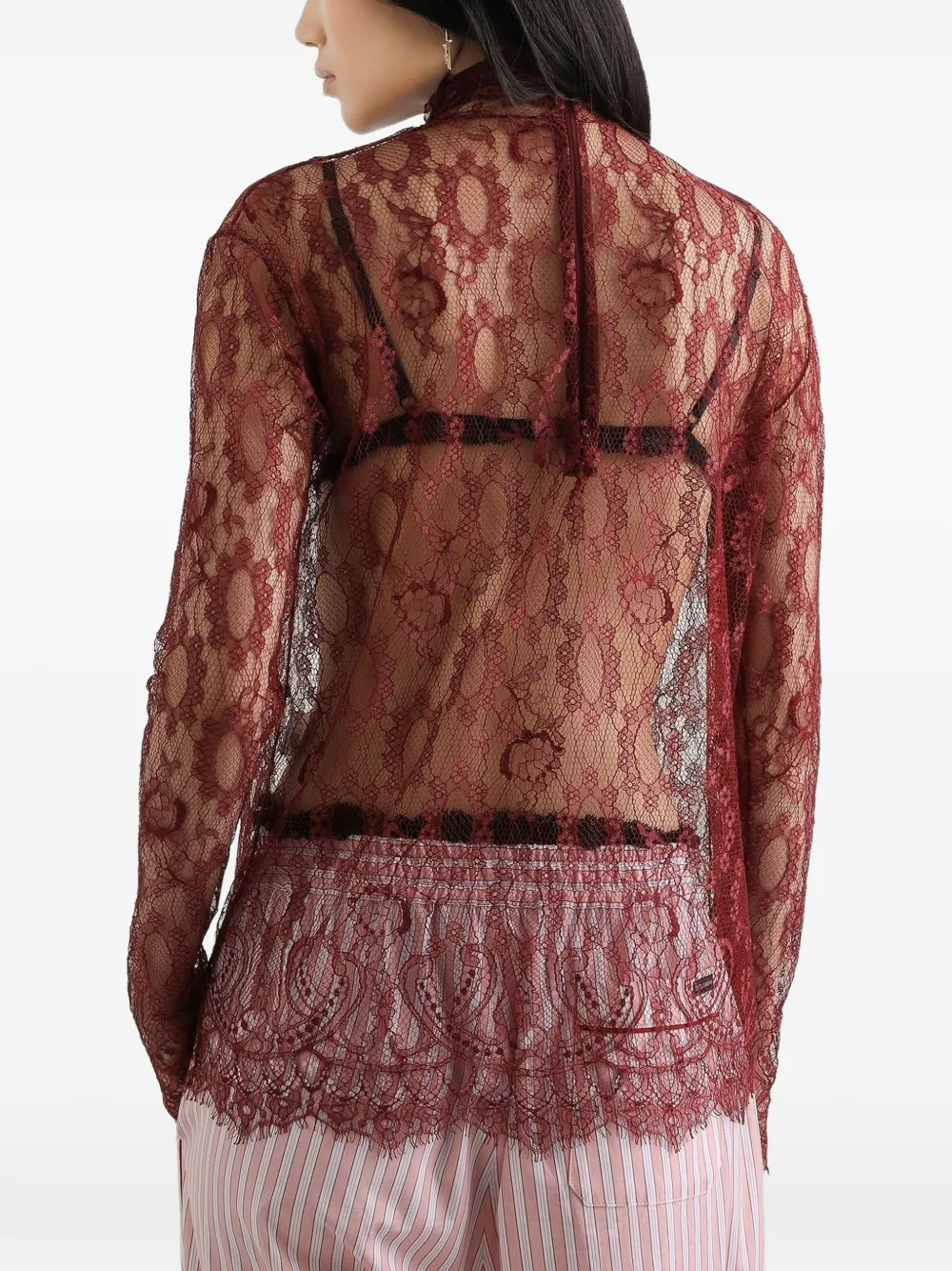 Dolce & Gabbana Top met lange mouwen en kant Rood