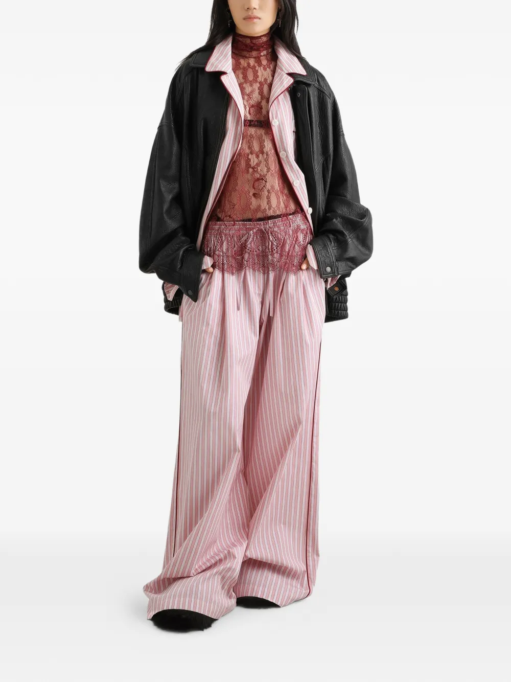 Dolce & Gabbana Top met lange mouwen en kant Rood