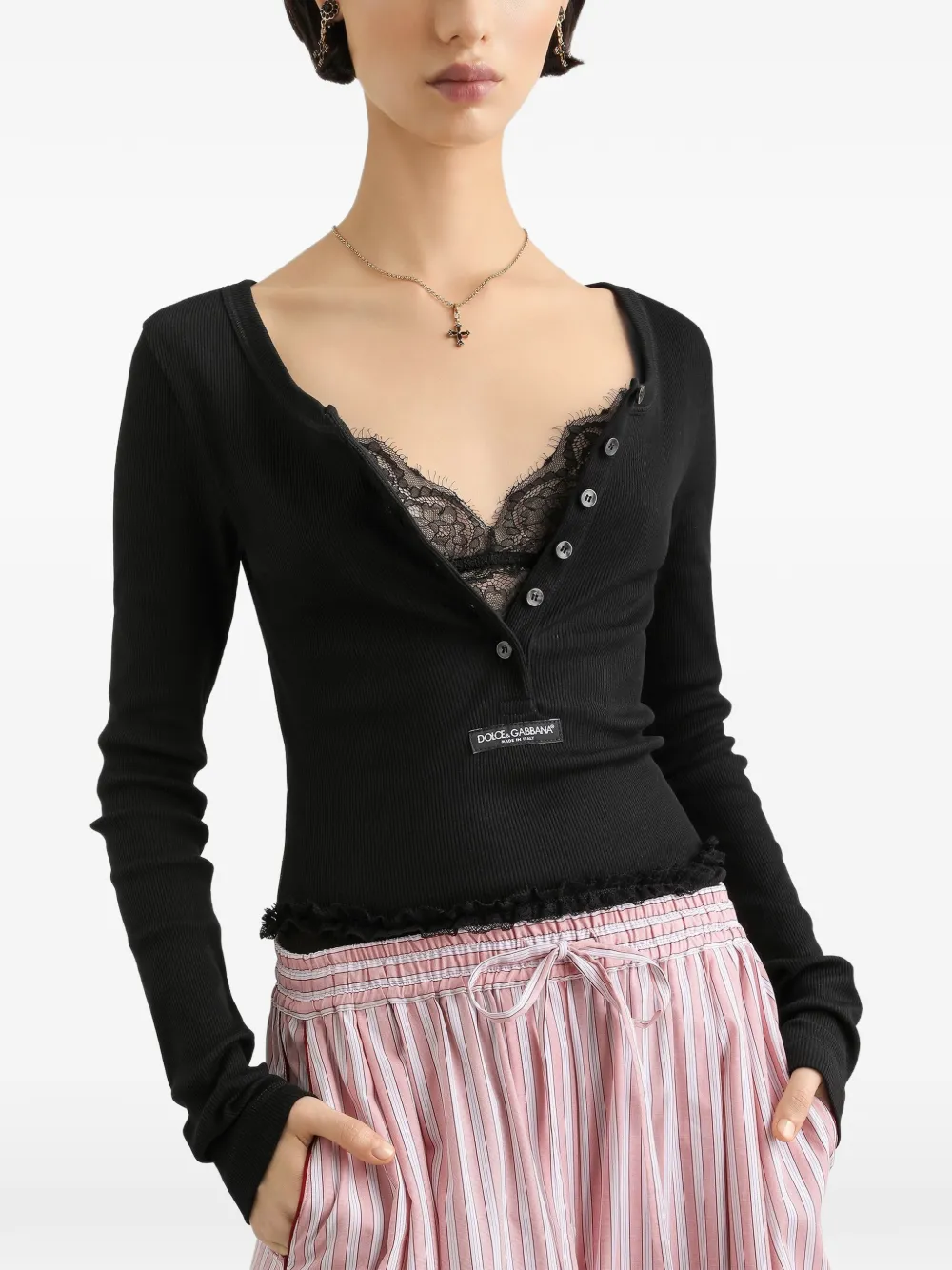 Dolce & Gabbana T-shirt met knopen Zwart