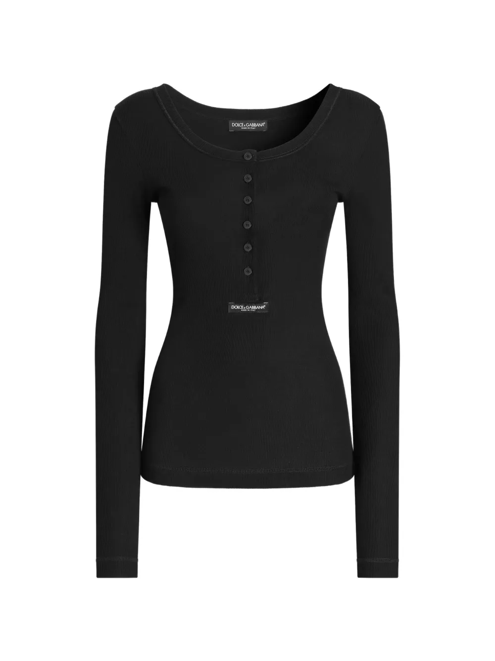 Dolce & Gabbana Langarmshirt mit Knopfleiste - Schwarz