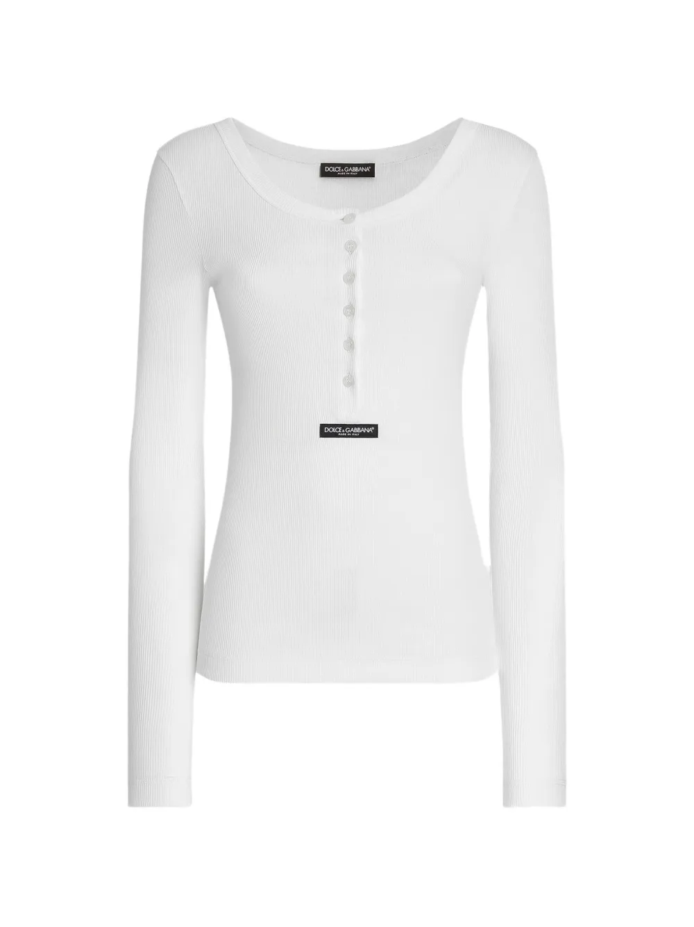 Dolce & Gabbana ribbed cotton serafino T-shirt - Bianco