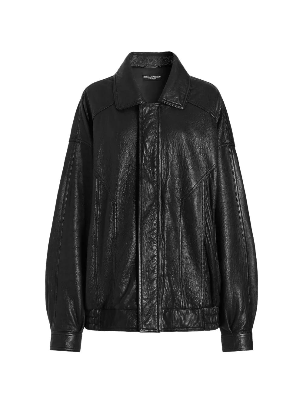 Dolce & Gabbana Giacca in pelle con zip - Nero