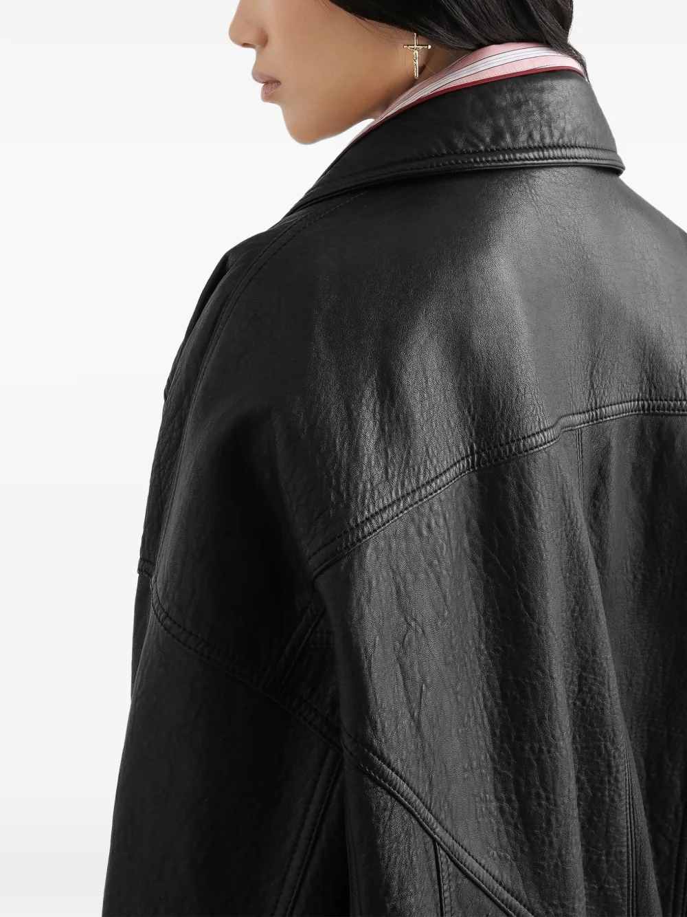 Dolce & Gabbana Leren jack met ritssluiting Zwart