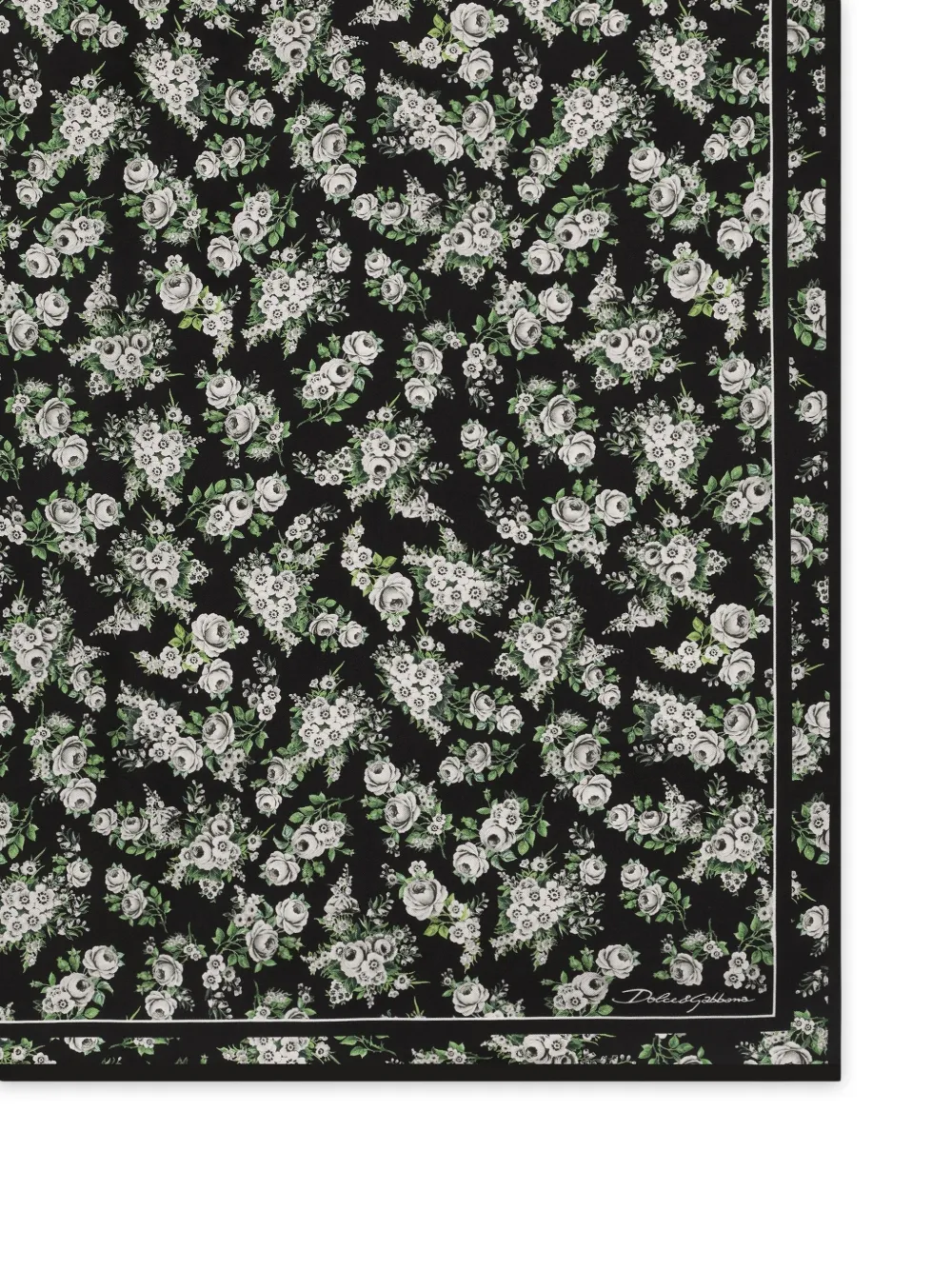 Dolce & Gabbana Kleine zijden twill sjaal met bloemenprint Zwart