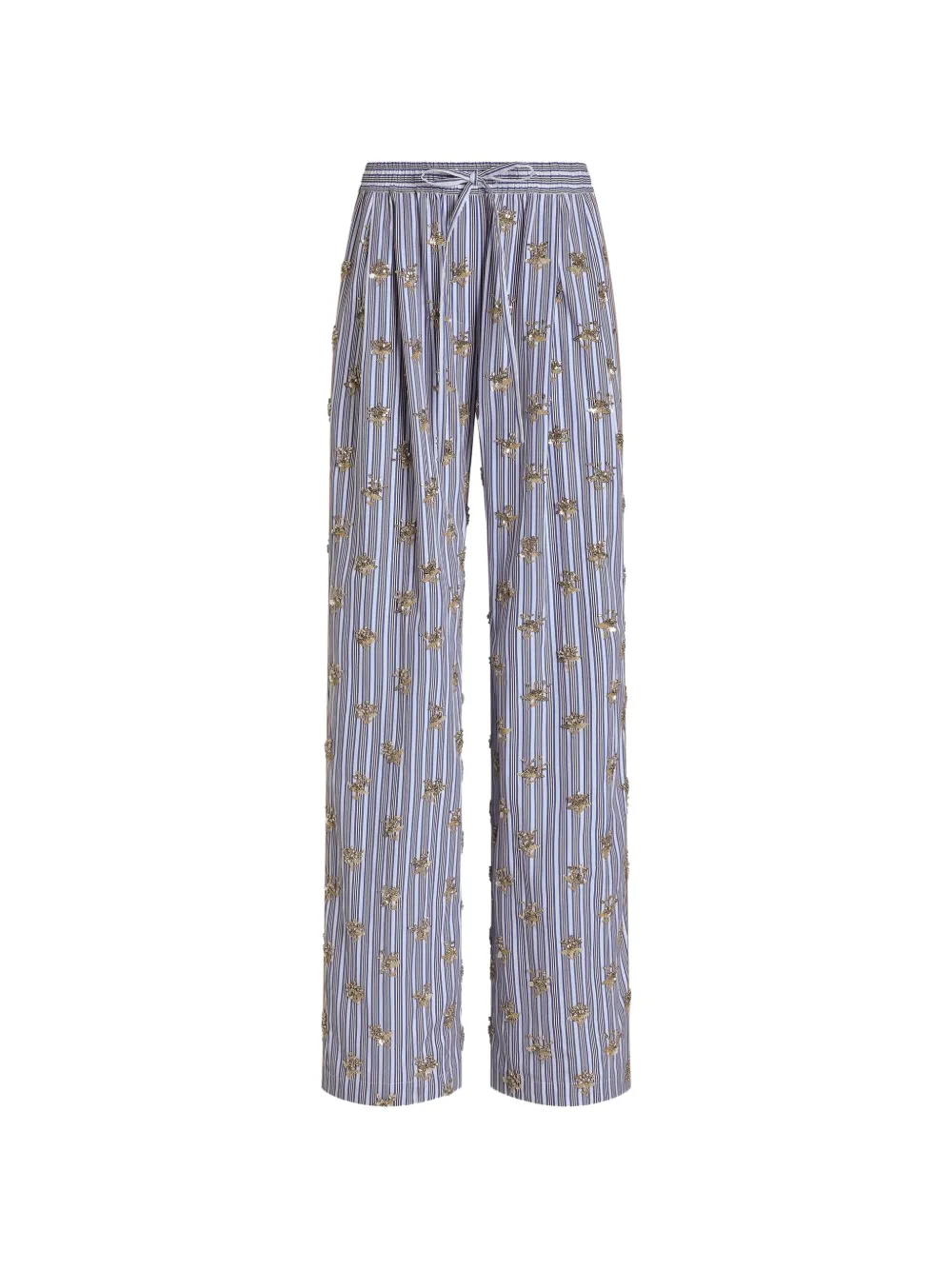Dolce & Gabbana Popeline-Hose mit Blumenstickerei - Blau
