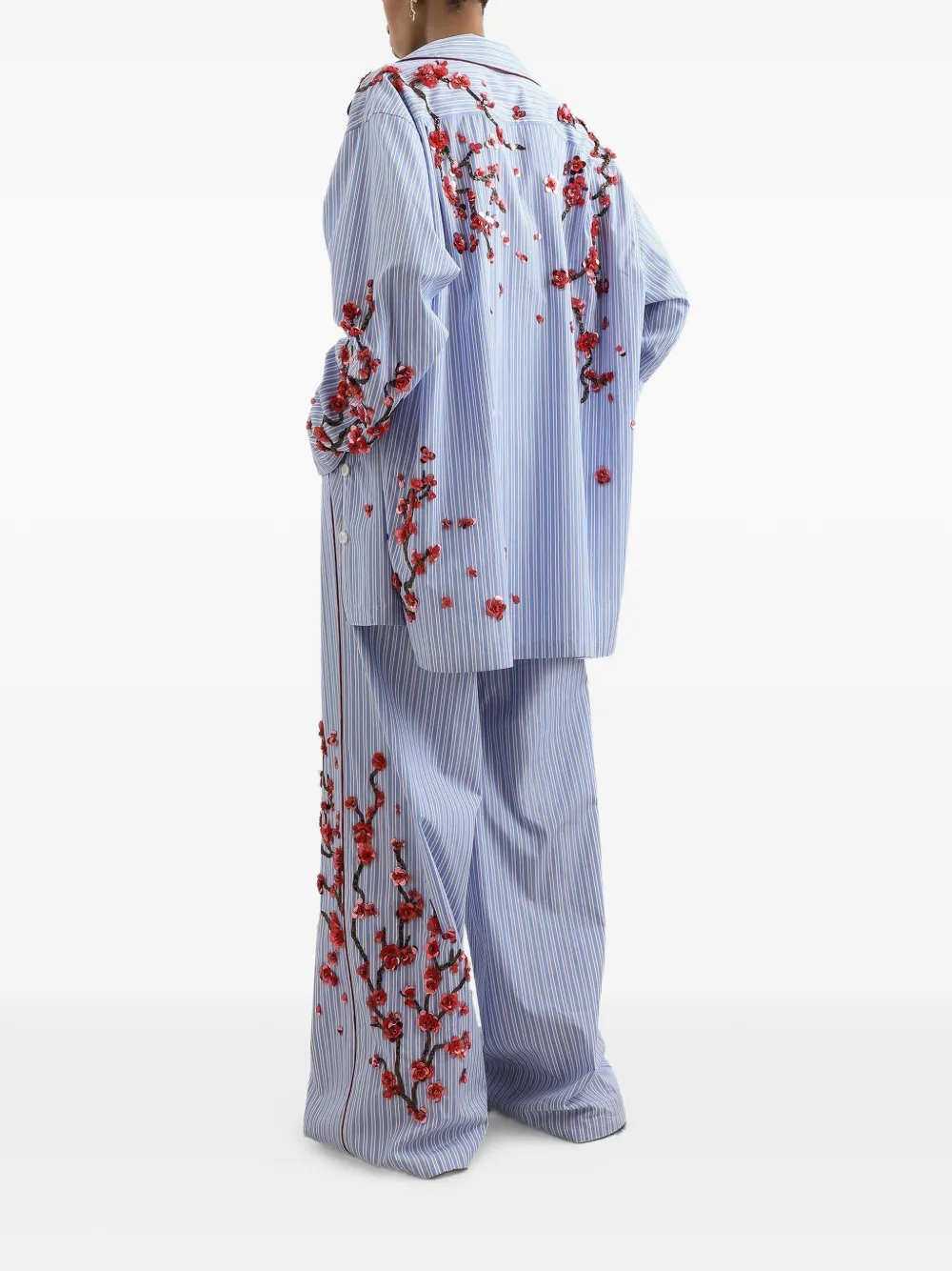 Dolce & Gabbana Popeline broek met geborduurde kers Blauw