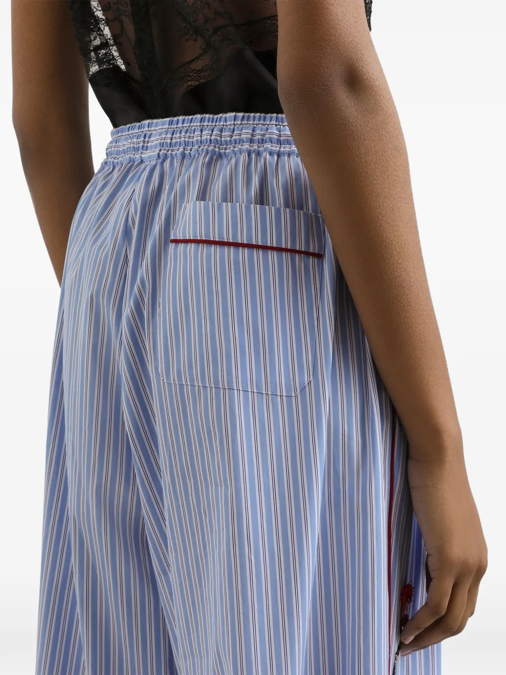 Dolce & Gabbana Popeline broek met geborduurde kers Blauw