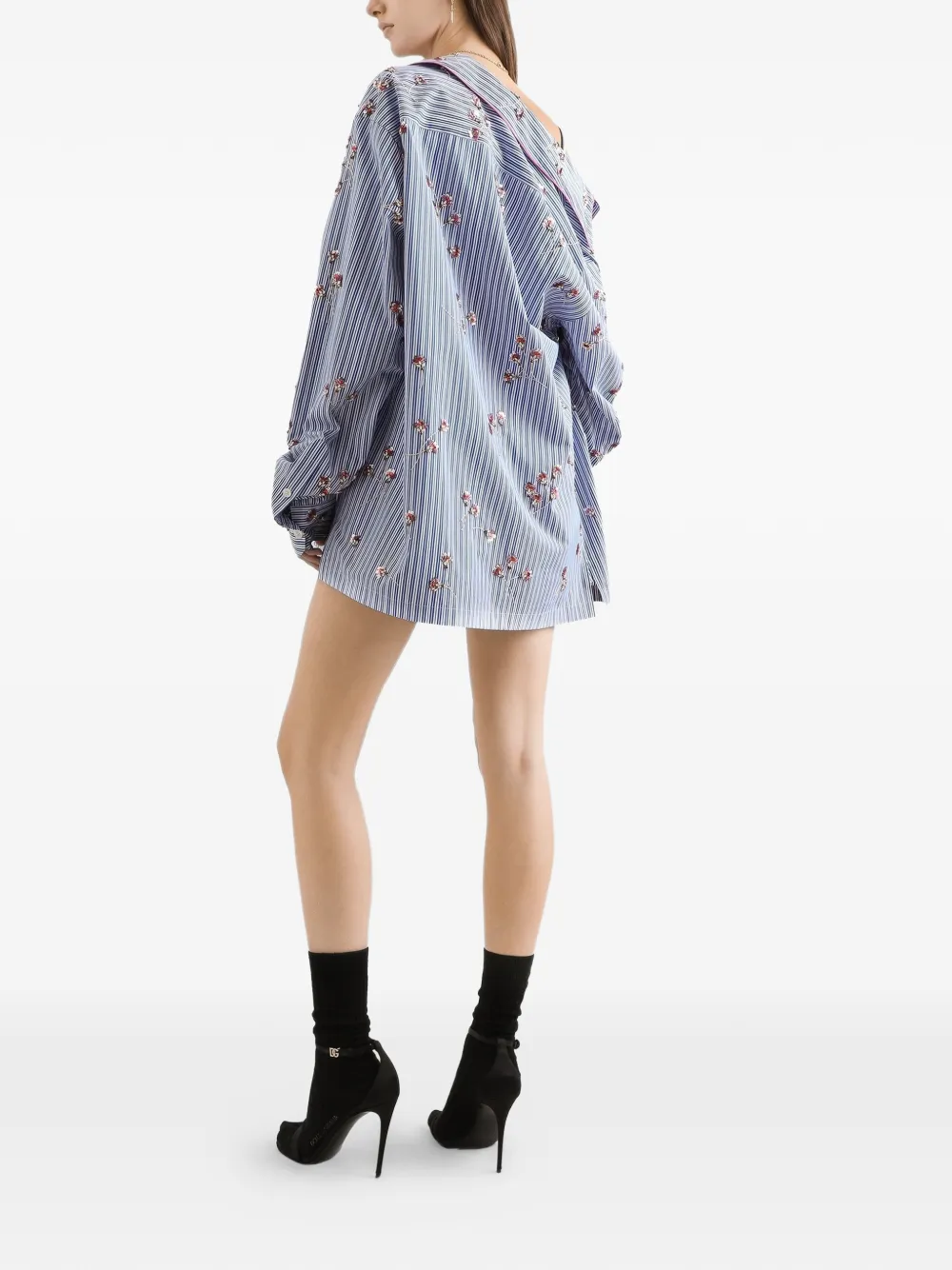 Dolce & Gabbana Katoenen shorts met kristallen bloemenprint Blauw