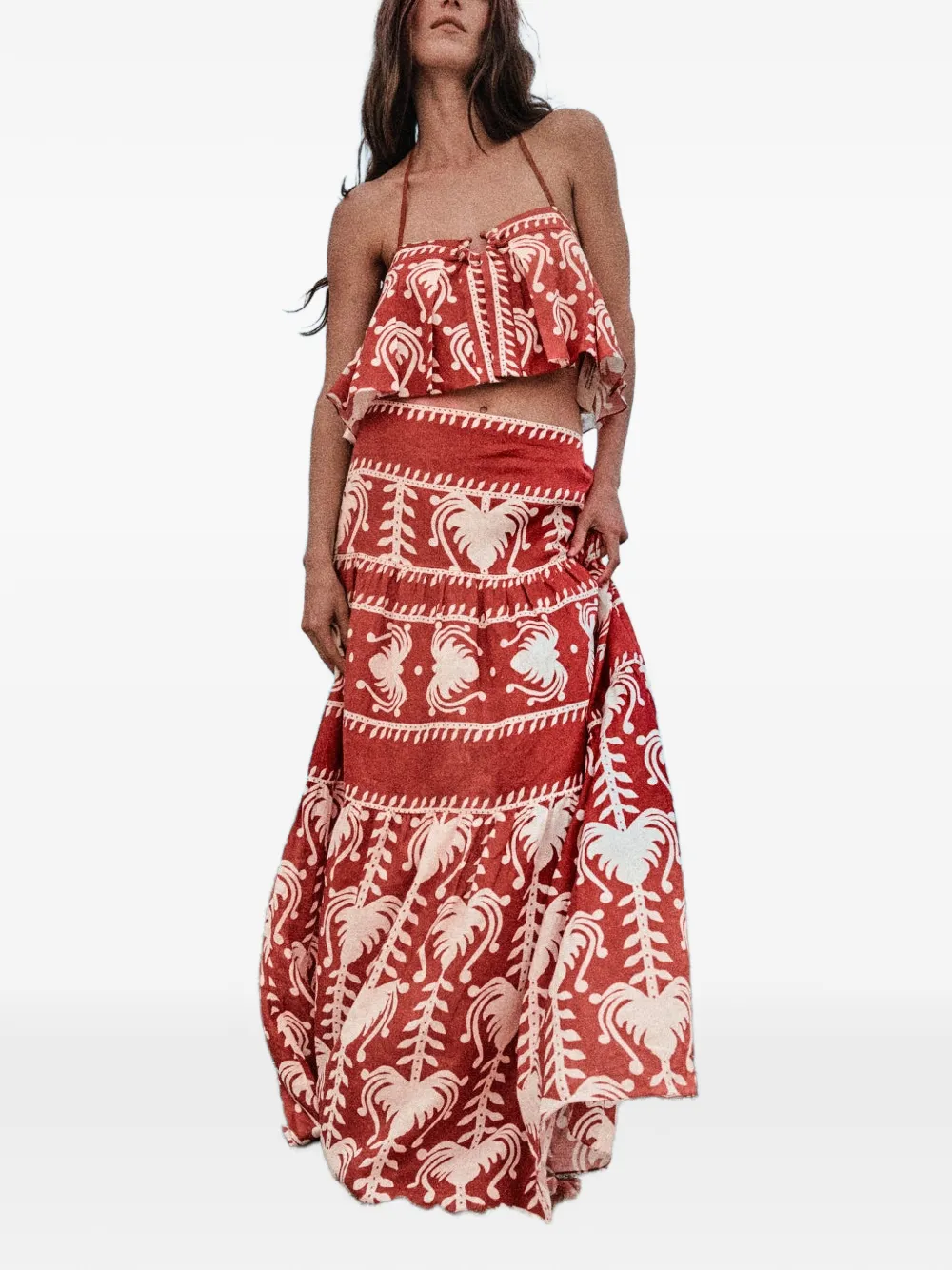 Johanna Ortiz Rituales maxi skirt - Rood