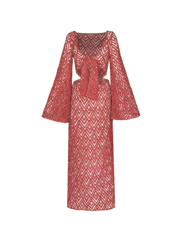 Johanna Ortiz Under The Sea Embroidered Midi Dress | Red | FARFETCH GE