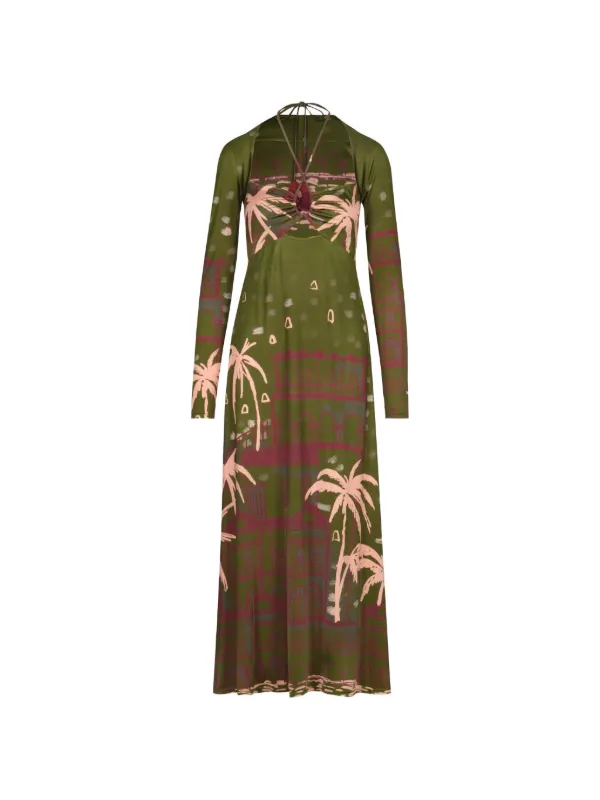 Johanna Ortiz Eternal Tropical Tropical Midi Dress in Green
