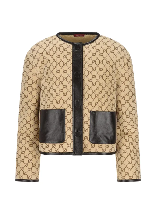 Gucci Monogram Button-fastening Jacket in Neutrals
