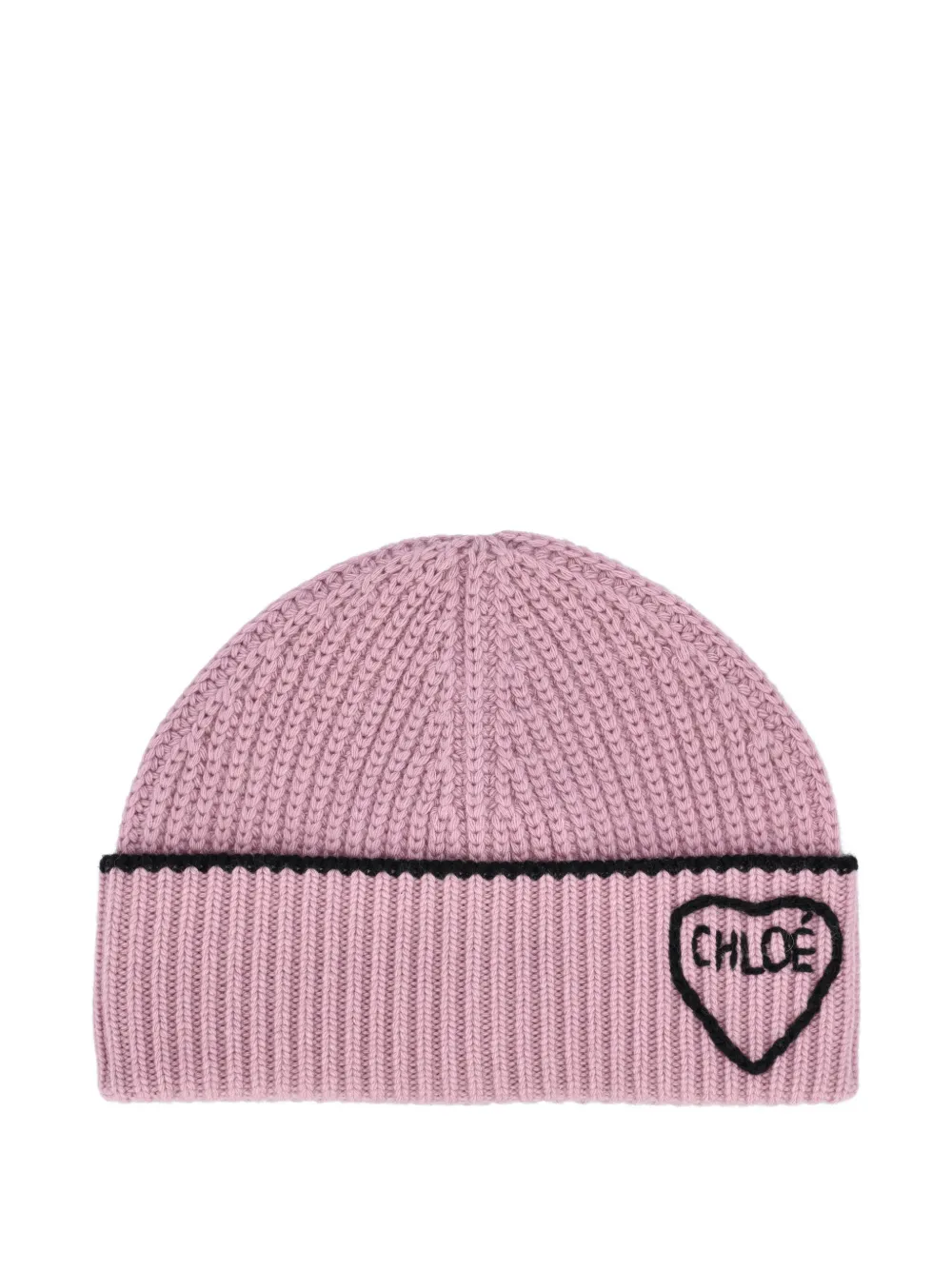 Chloé Encoeur ribbed beanie hat - Rosa