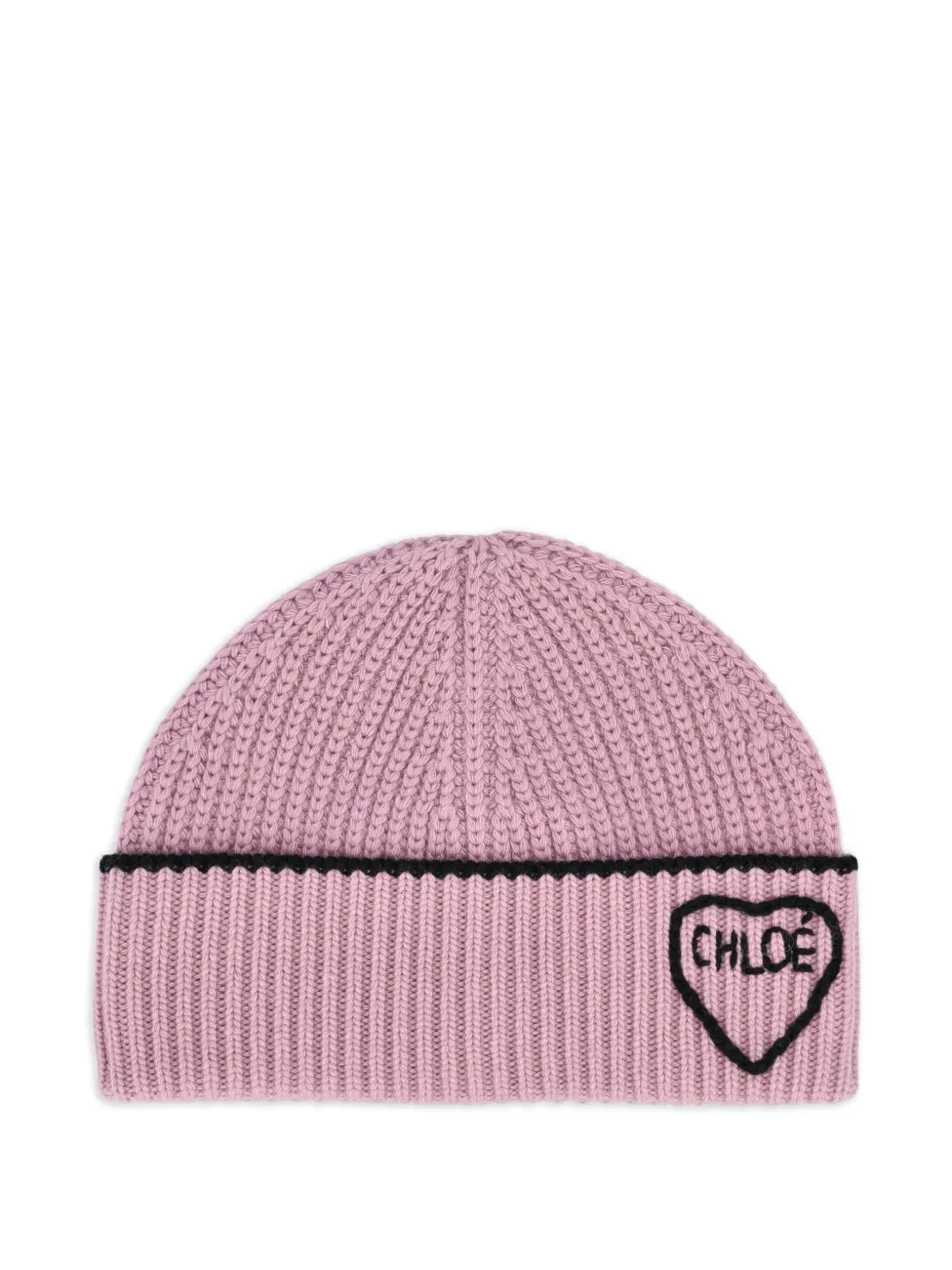 Chloé Encoeur ribbed beanie hat - Rosa