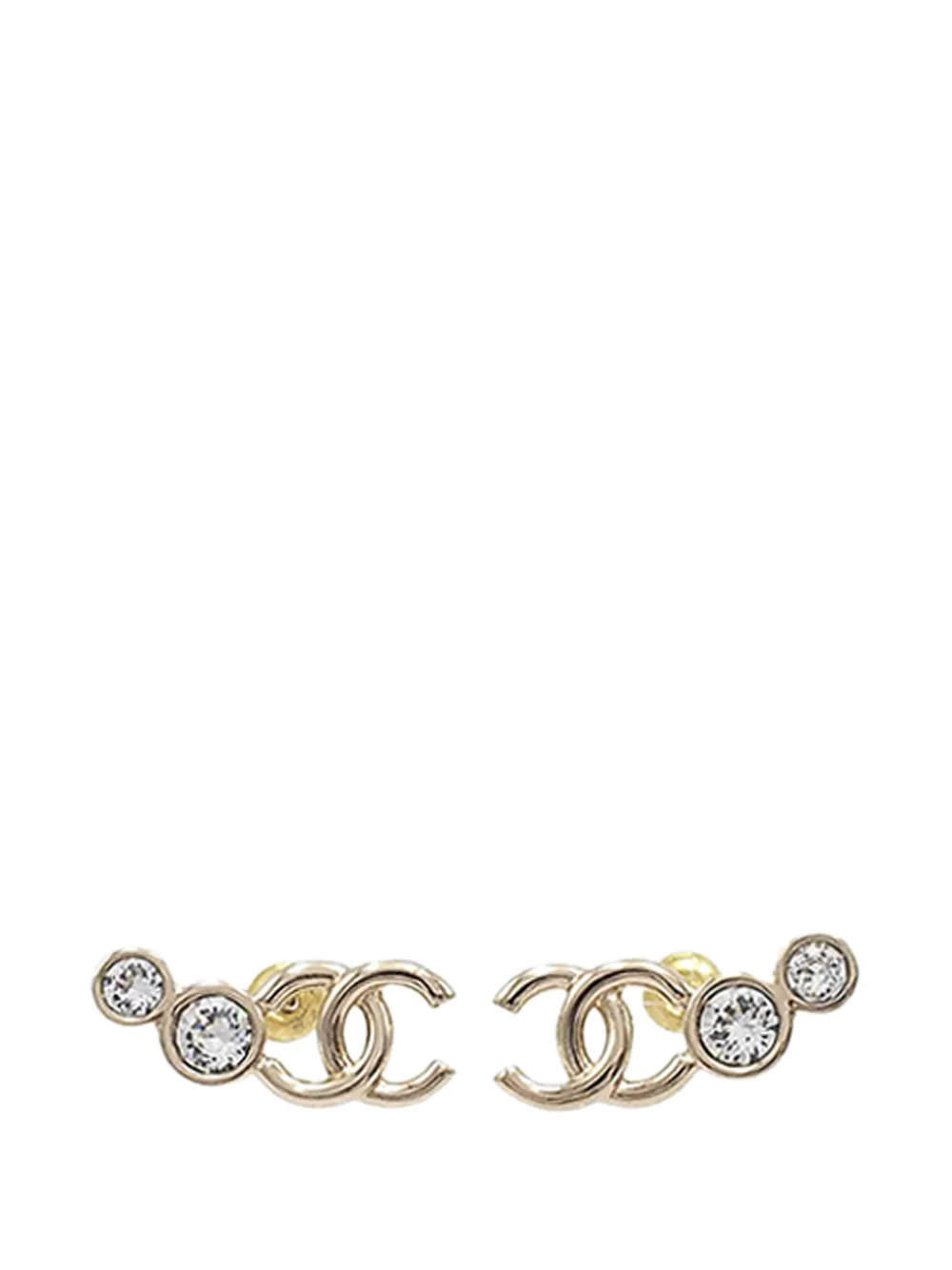 CHANEL Pre-Owned 2024 CC Gold Plated Crystal Push Back Earrings costume earrings