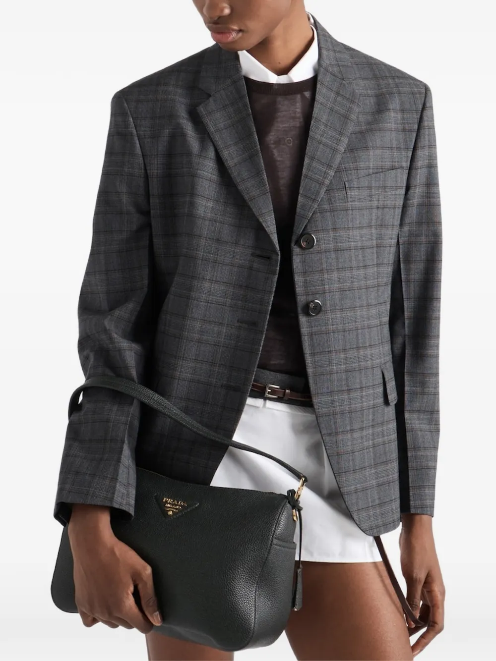 Prada Leren schoudertas Zwart