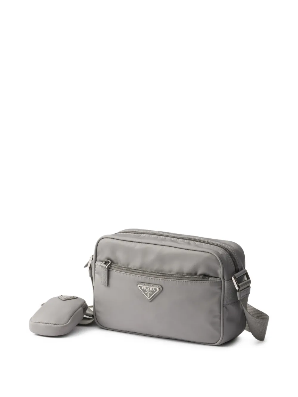Prada Schoudertas met logoplakkaat Grijs