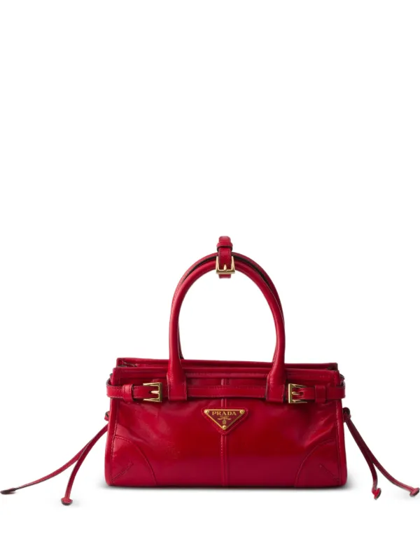 Prada Mini Bonnie Leather Tote Bag | Red | FARFETCH