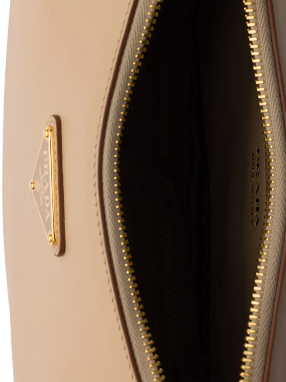 Prada Arqué kleine leren schoudertas Beige