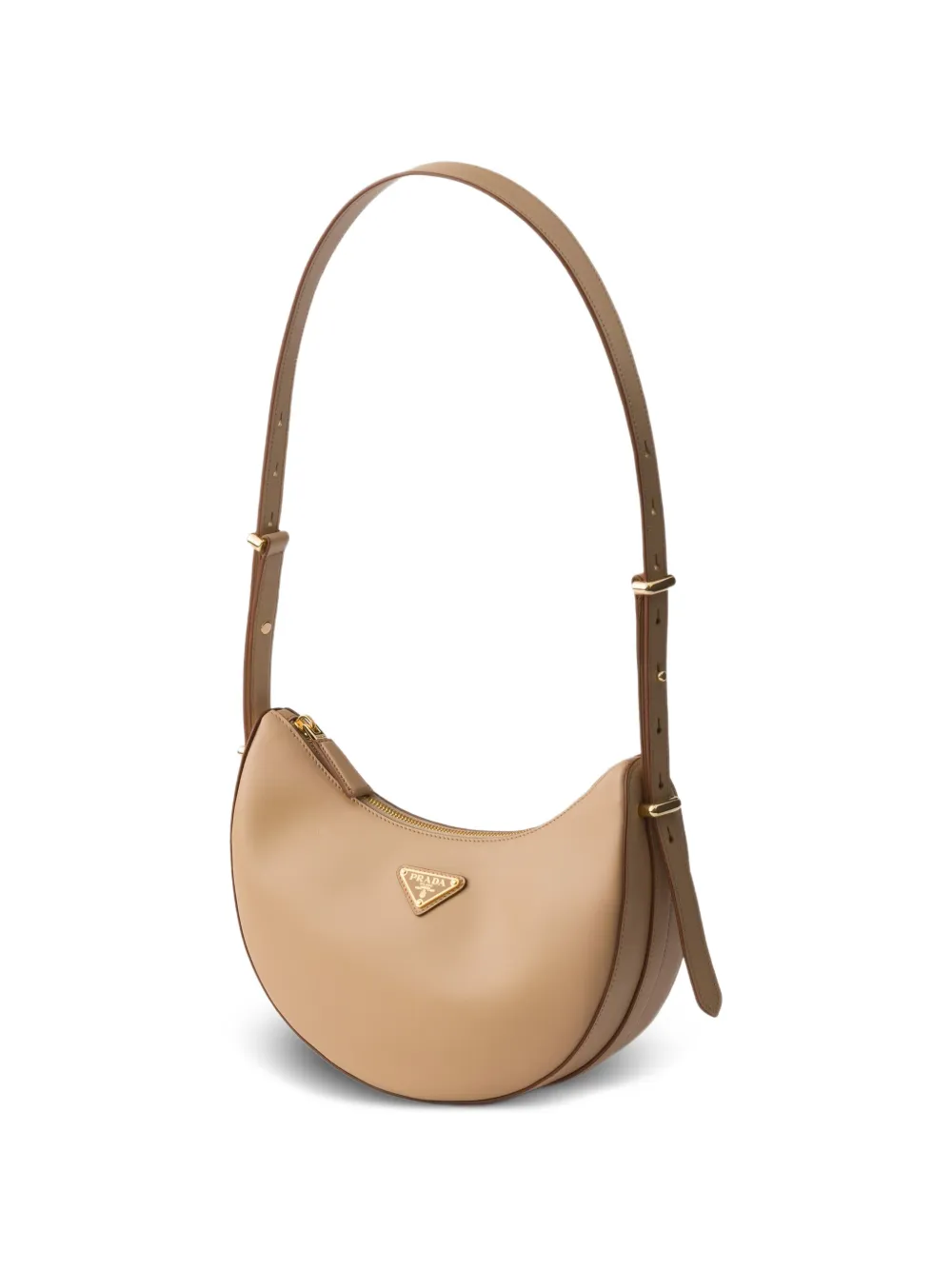 Prada Arqué kleine leren schoudertas Beige
