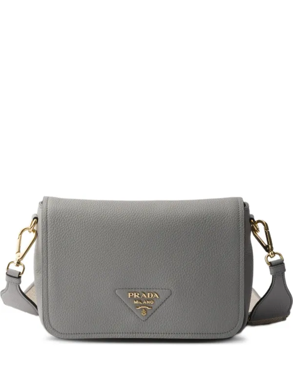 Prada Mini Leather Shoulder Bag | Grey | FARFETCH RO