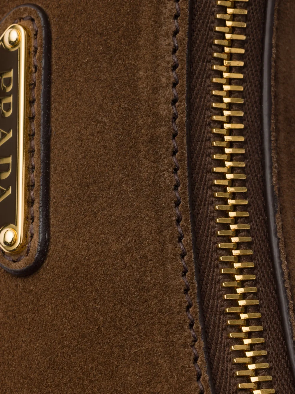 Prada Mini Arqué suède schoudertas Bruin
