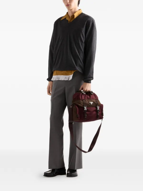 Prada Re-nylon And Leather Shoulder Bag | Red | FARFETCH