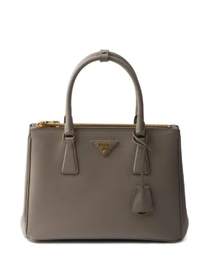 Prada Double Small Saffiano Leather Tote Bag | Grey | FARFETCH