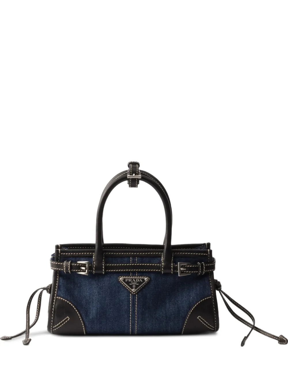Prada small Bonnie denim tote bag - Blu