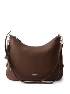 Prada Large Fold Suede Shoulder Bag | Brown | FARFETCH RO