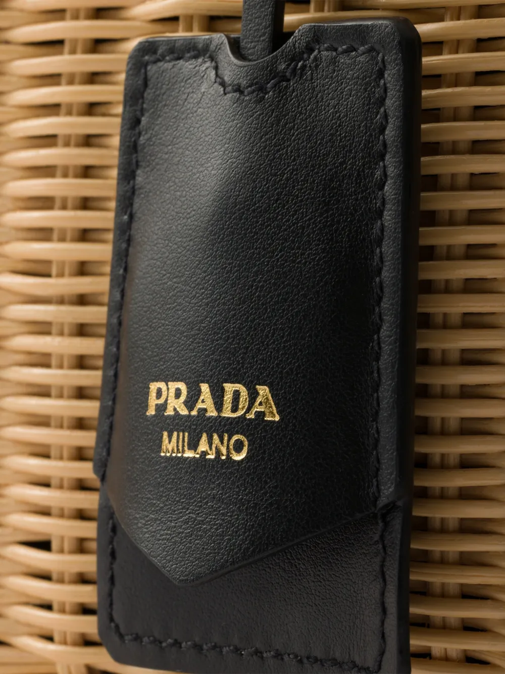 Prada Medium rieten en canvas shopper Beige