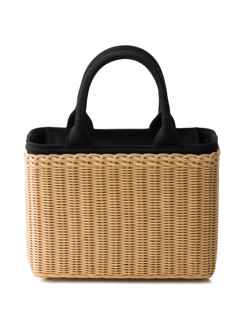 Prada Medium rieten en canvas shopper Beige