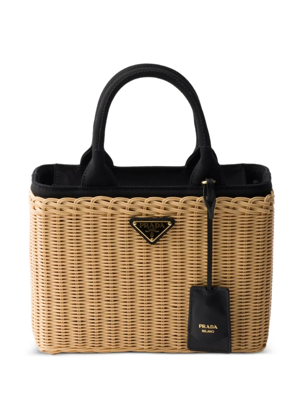 Prada medium wicker cnvas tote bag - Toni neutri