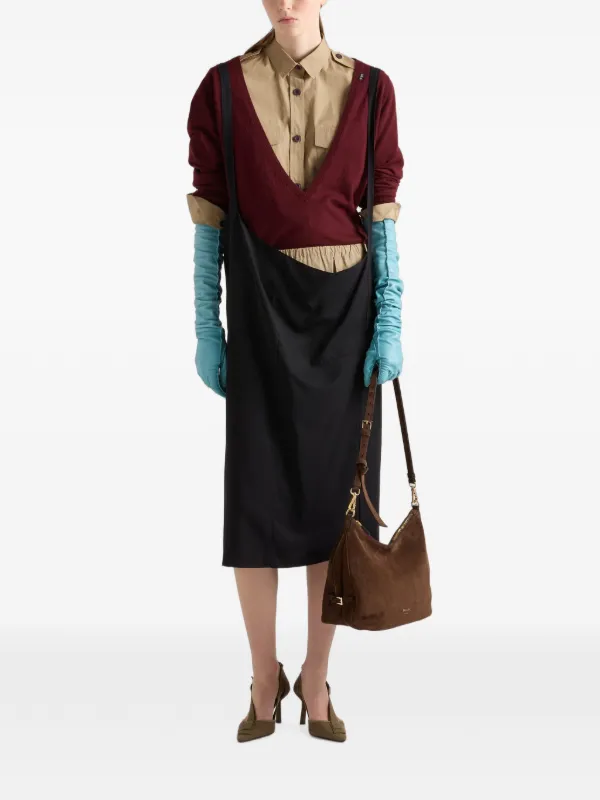 Prada フォールド スエード ショルダーバッグ | ブラウン | FARFETCH JP