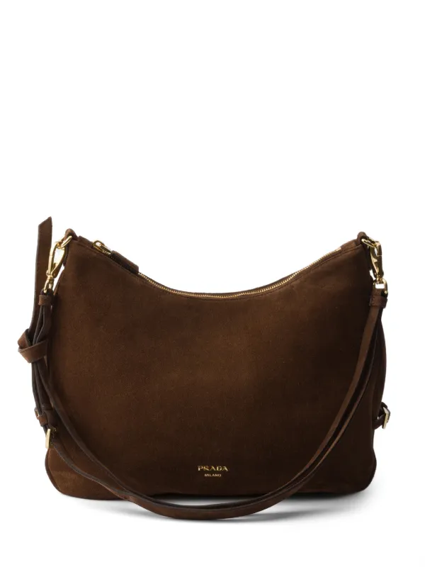 Prada フォールド スエード ショルダーバッグ | ブラウン | FARFETCH JP