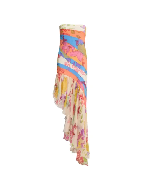 Donde Esteban Flores strapless asymmetric dress