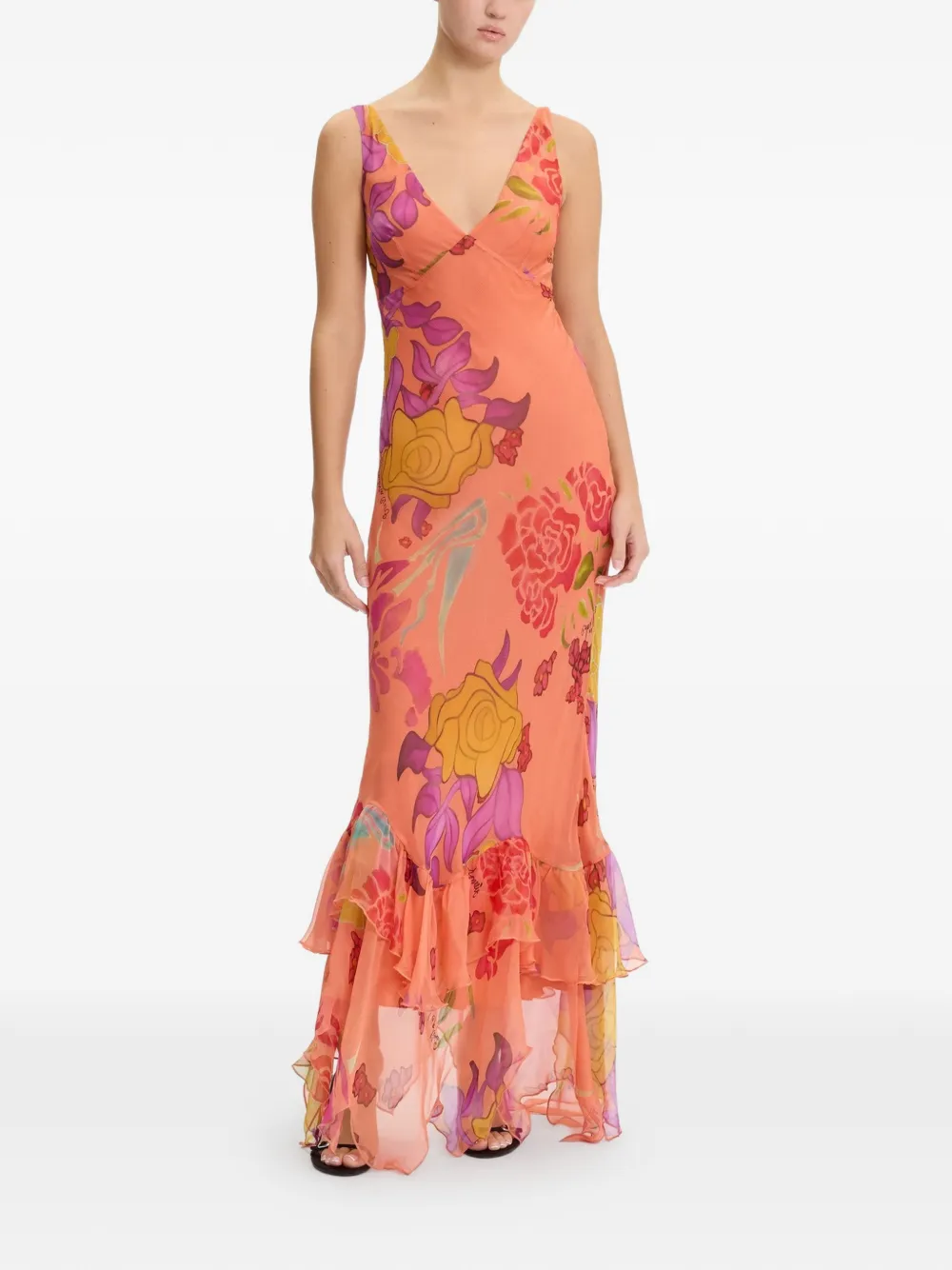 Donde Esteban Guava Flores maxi-jurk Oranje