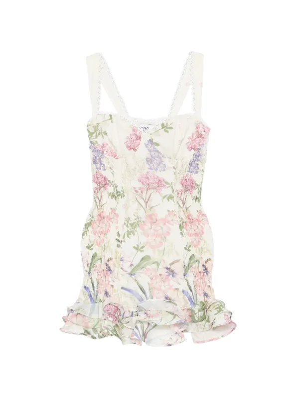charo ruiz ibiza mini dress CHARO RUIZ White Sangallo Lace Short 'Franca' Dress In Cotton Blend Wo