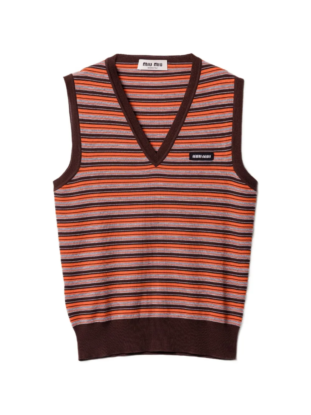 Miu Miu striped V-neck vest - Arancione