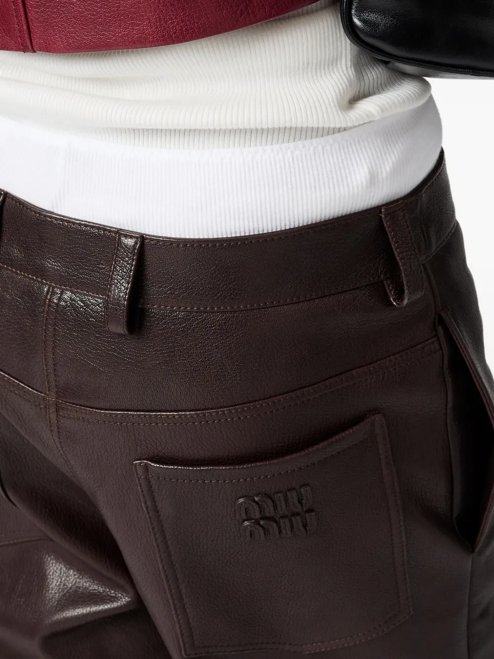 Miu Miu Leather Pants | Brown | FARFETCH RO
