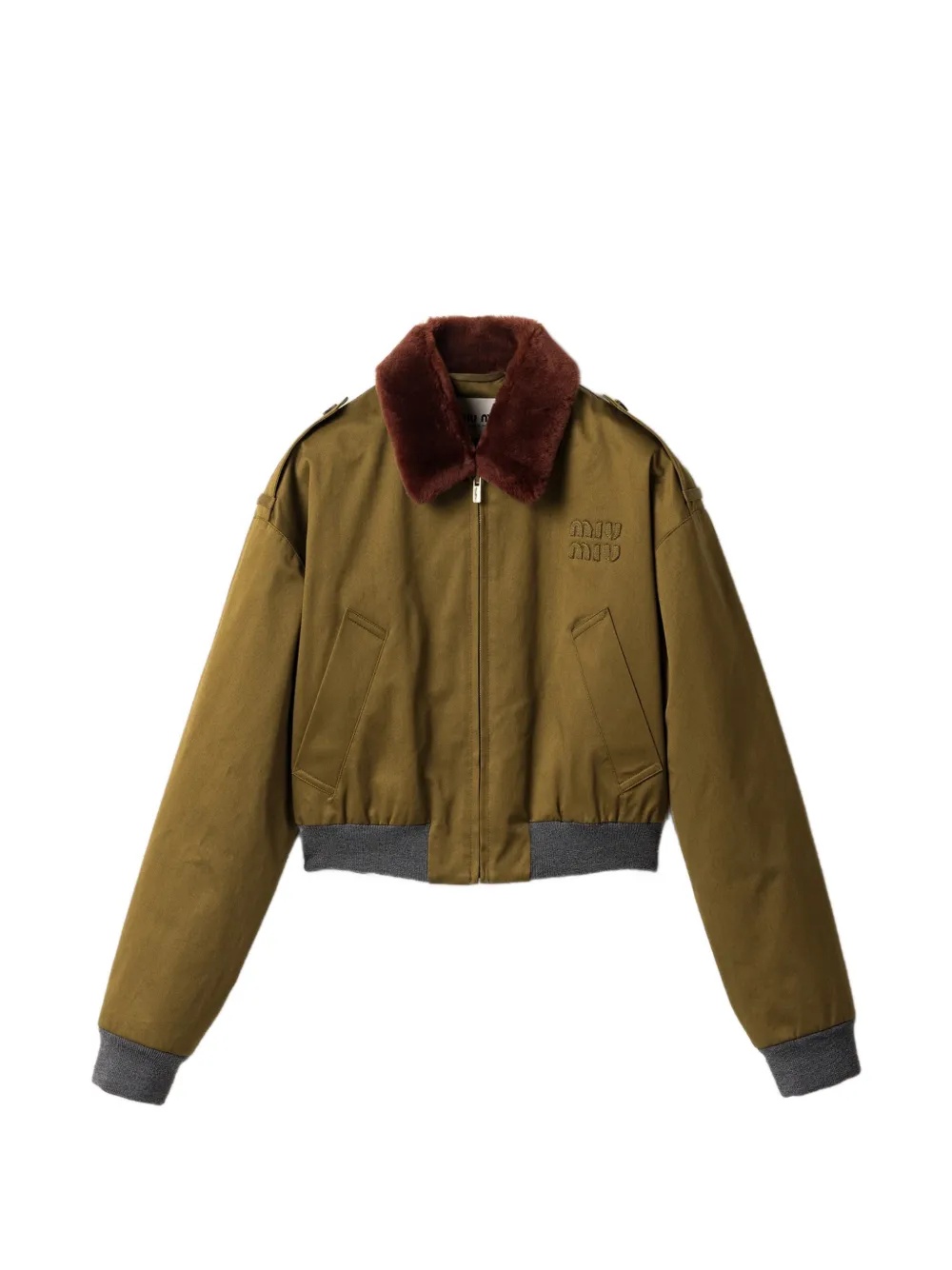 shearling-collar logo bomber jacket