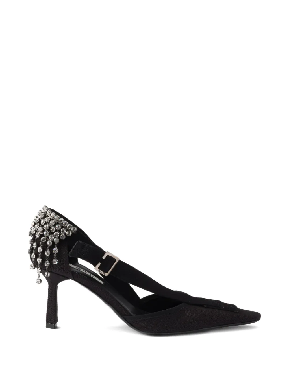 Prada crystal-appliqués canvas pumps Zwart