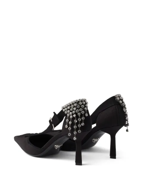 Prada crystal-appliqués canvas pumps
