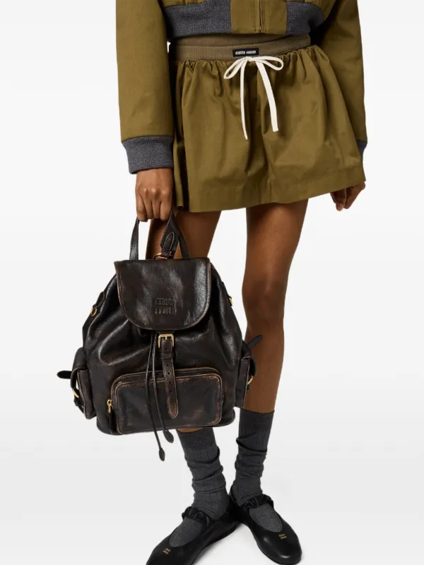 Miu Miu logo-detail Flared Mini Skirt | Green | FARFETCH CA