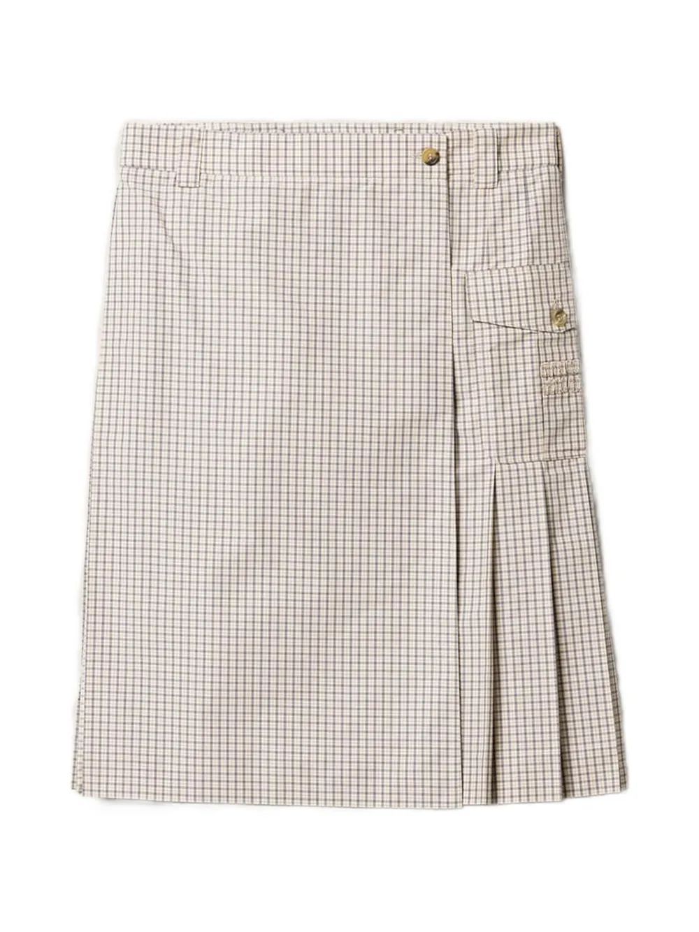 Miu Miu checked pleated midi skirt - Toni neutri