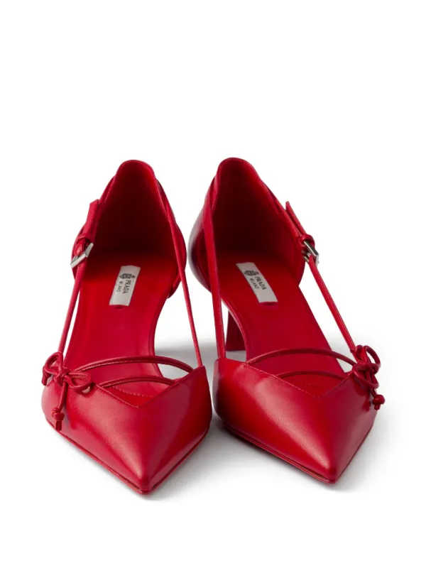 Prada オープンサイドレザーパンプス | レッド | FARFETCH JP